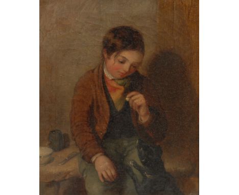 Law (19th century)Companions, Portrait of a Boy with his Doginscribed to mount, oil on canvas, 42cm x 134cm 