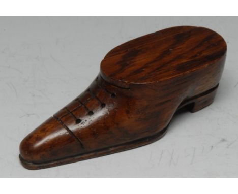 Folk Art - a 19th century novelty snuff box, as a shoe, sliding cover, 10cm long, c.1890  