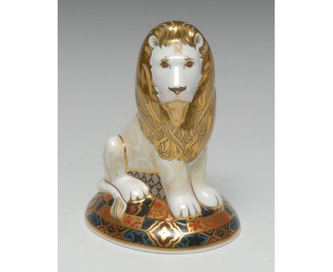 A Royal Crown Derby paperweight, The Heraldic Lion, from the Heraldic Beasts series, printed mark, gold stopper, limited edit