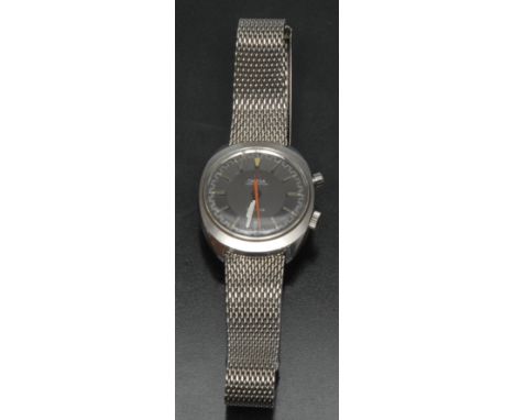Omega - a vintage 1960's Chronostop wristwatch, Ref 145.009, charcoal dial, block baton markers, stepped outer minute track, 
