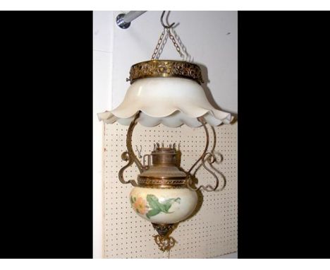 A ceramic and glass hanging ceiling lamp  