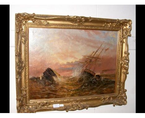 J.D WATSON - oil on canvas of seascape 41cm x 55cm