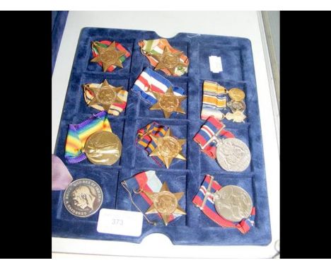 Ten various war medals, First and Second World Wars with a set of three miniaturesCONDITION REPORTOf the two World War I meda