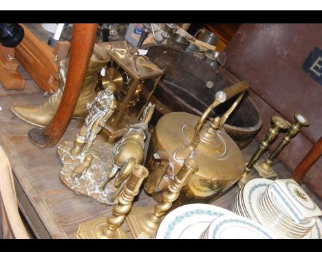 Collectable brass ware, oval metal bound wooden trough 