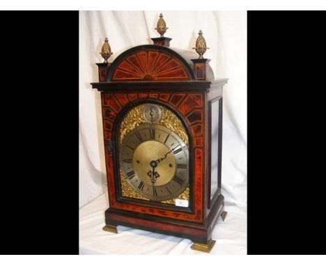 An Antique triple fusee bracket clock with Whittington/Westminster chime, having tortoiseshell inlaid case and the matching b