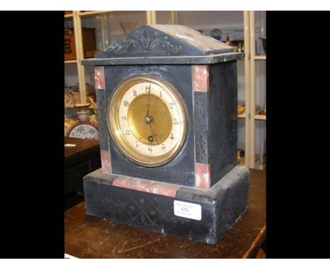 A small Victorian slate and marble mantel clock