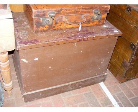 A Victorian painted pine trunk 