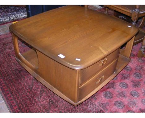 A retro Ercol coffee table with drawers