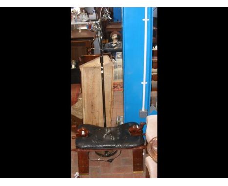 A camel stool, together with a standard lamp 