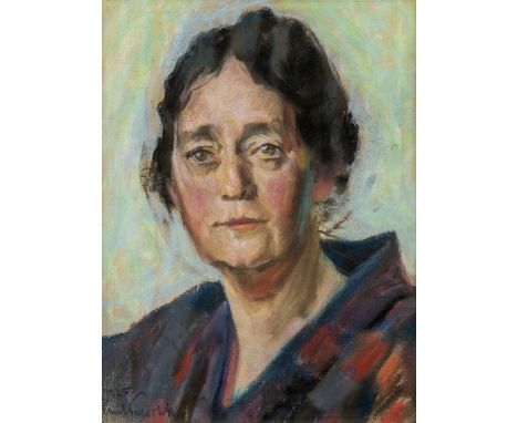 Paeschke, Paul (Berlin 1875-1943) Porträt Jenny Paeschke  Sign. u. dat. 1925. Pastell auf Papier. 41,2×31,5 cm. (Rücks. mit P