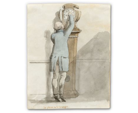 Gaillot, Bernard (Versailles, Paris 1780-1847)  "Les plaisiers de la Campagne"  Aquarell auf Bütten. Ca. 21,5×17 cm. Betit. (