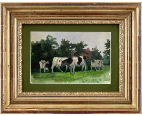 Stekker, Martin (Norden, Berlin 1878-1962) Kühe auf der Weide  Gouache auf Papier. 18×28 cm (Passepartoutausschnitt). Rücks. 