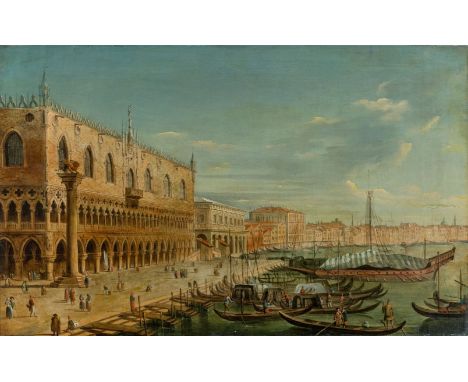 Chilone, Vincenzo  (Venezia 1758-1839) Venedigansicht: Der Pier und das Schiavoni-Ufer nach Osten  Auf der linken Seite der D