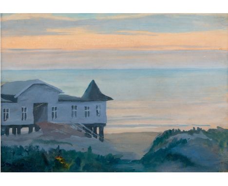 Stekker, Martin (Norden, Berlin 1878-1962) Haus am Meer  Sign. Gouache auf Papier. 27,3×37,6 cm. (Ecken fest auf Unterkarton 
