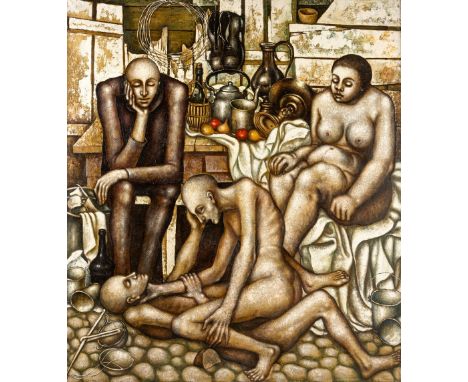 Garboliński, Wiesław (Głownie, Łódź 1927-2014) "Samotność II" (Einsamkeit)  Sign. u. dat. 1972. Öl auf Lwd. 170×150 cm. Rücks