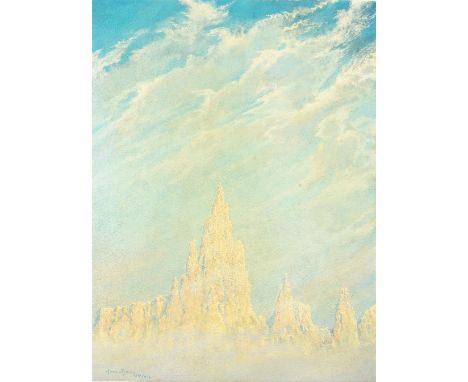 Riesen, Alexander von  (Moskau, Berlin 1892-1964) Eiskathedrale  Sign. u. dat. 1919/1924. Öl auf Hartfaserplatte. Ca. 80×60 c