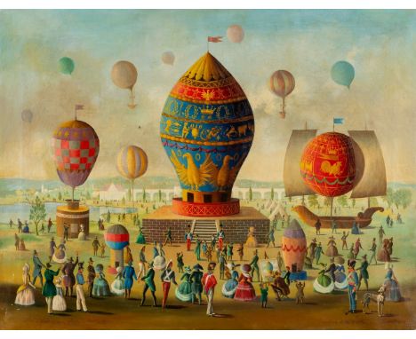 Lemoine-Benoit, Victor Philippe (Versailles 1802-?, tätig 1831-1850) Ballonfeier zu Ehren Montgolfiers  Sign. u. bez. 'Chatea