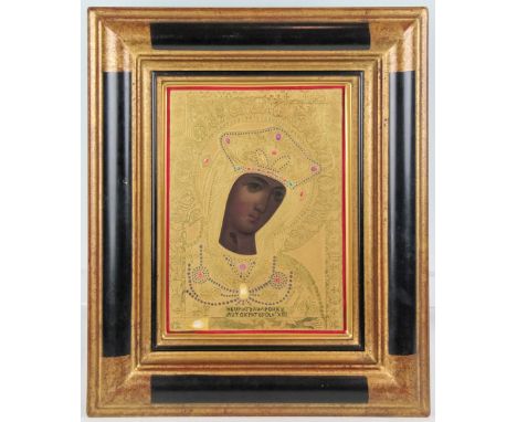 Die goldene Madonna (Herrin des Kaisers Andronikos)  Porzellan-Ikone. 27×20 cm. R. Aus Anlass des 25-jährigen Jubiläums des I