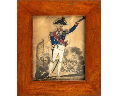 Fairburn, John (England 1789-1840) Admiral Lord Horatio Nelson  in der Schlacht von Trafalgar. Devotionalien-Bild aus ausgesc