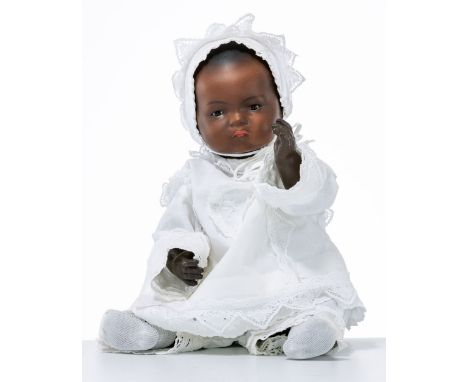 Schwarzes Charakterbaby mit Vollkopf  Um 1926/30 Vereinigte Köppelsdorfer Porzellanfabrik, "My Dream Baby". Biskuitporzellan-