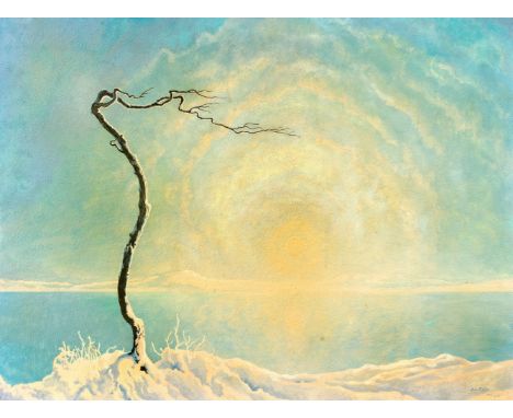 Riesen, Alexander von  (Moskau, Berlin 1892-1964) Wintersonne über nordischer Landschaft mit vereistem Baum   Sign. u. dat. 1