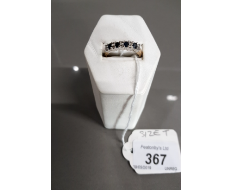 9CT GOLD DIAMOND AND SAPPHIRE HALF ETERNITY RING .14CT DIAMONDS 3.9G GROSS SIZE T