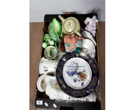 A BOX OF ASSORTED WARE INC AYNSLEY AND MIDWINTER ETC