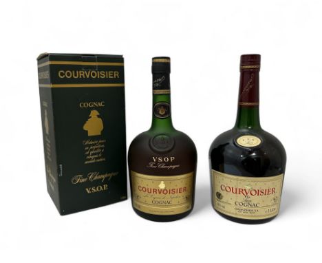 Pair of Courvoisier Cognac inlcuding boxed and sealed VSOP Fine Champagne Cognac and a sealed bottle of Luxe Cognac. Both 40%