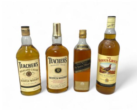 Selection of Four Bottles of Scotch Whiskys to inlcude Teacher's Highland Cream 1L/40% Vol and Teacher's Highland Cream 70cl/