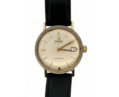 Vintage Omega Seamaster Automatic Date Gent's Wristwatch, Missing glass with black leather strap.