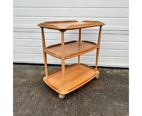 Lucian Ercolani - Ercol - Model 458 - A retro 20th century beech and elm three tier serving tea trolley / cocktail drinks tro