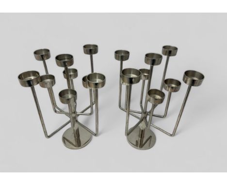 Jasper Conran for Habitat, vintage pair of Klein Modernist tealight holders. Each having nine arms. Height 31cm. (2)
