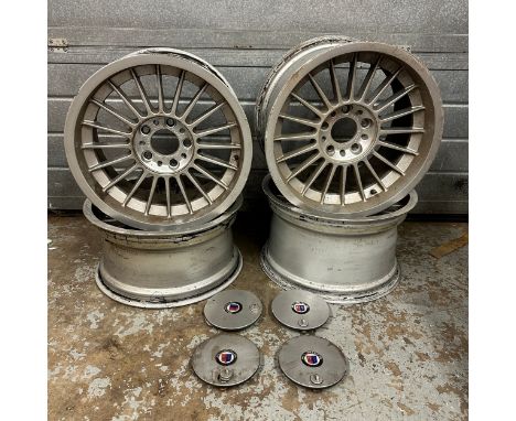 Four 17" BMW Alpina Alloy wheels including pair of 10J x 17H2 and a pair of 8.5J x 17H2, both with Alpina centre caps, in man