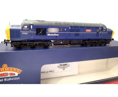 Bachmann 32-775 TL, Class 37 Rail Celebrity 37055, Mainline Blue, Regional Exclusive Model in near mint condition, boxed. P&a