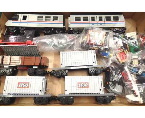 Lego locomotive and matching coach, 40th Anniversary Steam Train, Lego wagons x3 and others, unboxed. P&amp;P Group 3 (£25+VA