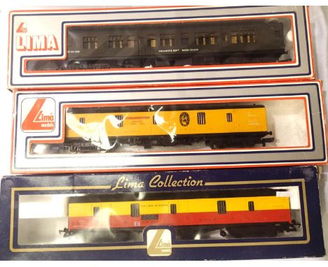 Three Lima coaches/guvs; Satlink Western &amp; Theakstons, GUVs Engineers Dept Mess coach. P&amp;P Group 1 (£14+VAT for the f