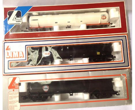 Three Lima bogie tankers; Fina, Esso, Procor Philips 66. P&amp;P Group 1 (£14+VAT for the first lot and £1+VAT for subsequent