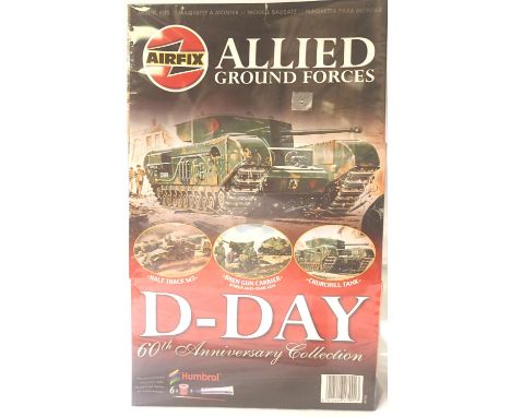 Airfix Allied Forces D-Day 60th Anniversary three kit set; half track, Bren gun carrier and Churchill tank, 1:72 scale, facto