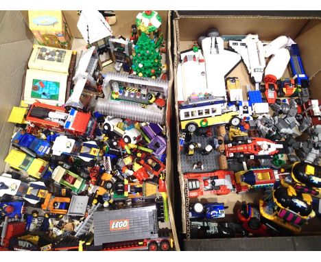 Collection of built small Lego models etc, mostly vehicles includes some mini figures (two boxes). P&amp;P Group 3 (£25+VAT f