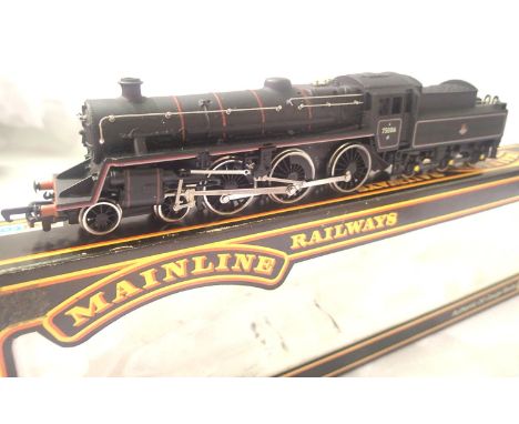 Mainline 37-052 Class 4 loco 75006, BR Black, Early Crest in excellent condition, box is good. P&amp;P Group 1 (£14+VAT for t