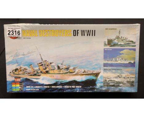 Airfix Naval Destroyers of WWII three kit set; HMS Campbeltown, Hotspur and Narvik Class German Destroyer, 1:600 scale, facto