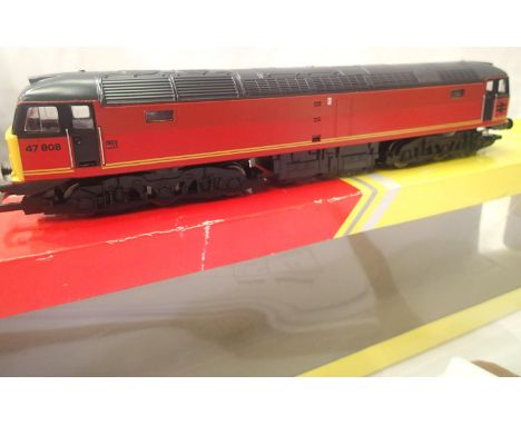 Hornby Class 47, 47808 red, decals removed, marks on body sides, un-motorised (dummy) in R2677 box. P&amp;P Group 1 (£14+VAT 
