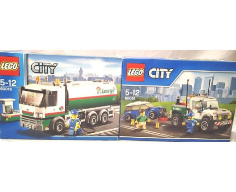 Two Lego vehicles; 60016 Petrol Tanker and 60081 Breakdown Truck. P&amp;P Group 2 (£18+VAT for the first lot and £3+VAT for s