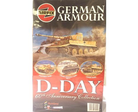 Airfix German Armoured D-Day 60th Anniversary three kit set; Panther tank, 75mm gun and Tiger tank, 1:72 scale, factory seale