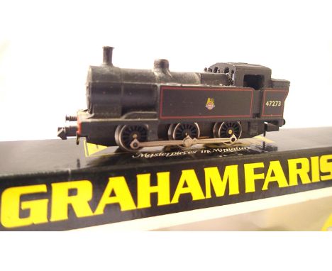 Graham Farish N gauge 0.6.0 tank BR Black, 47273 Early Crest, in excellent condition, box is good. P&amp;P Group 1 (£14+VAT f