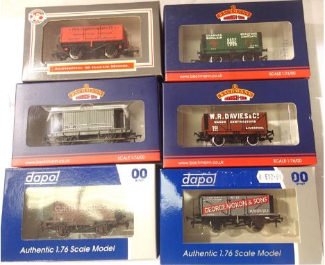 Six OO scale Bachmann/Dapol wagons including Charles Sinclair Frizinghall Exclusive, WR Davies Collectors Club Exclusive and 