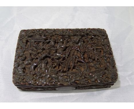 A 19th century carved Chinese tortoiseshell snuff box