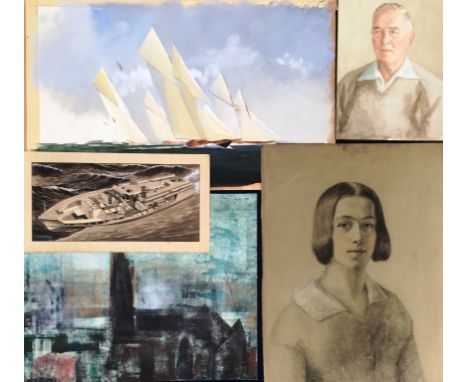 A quantity of original watercolour studies to inc shipping scenes, portrait studies etc