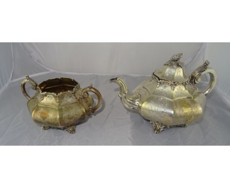 A Victorian silver sucrier and teapot London 1855 by George Angell CONDITION REPORT: Both pieces are in good condition with s