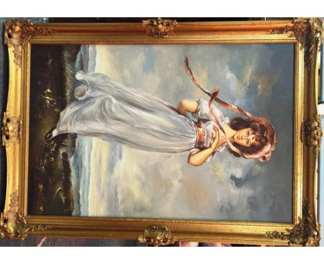 Follower of Thomas Gainsborough (1727-1788):
Full length portrait of a lady in a landscape, oil on canvas
